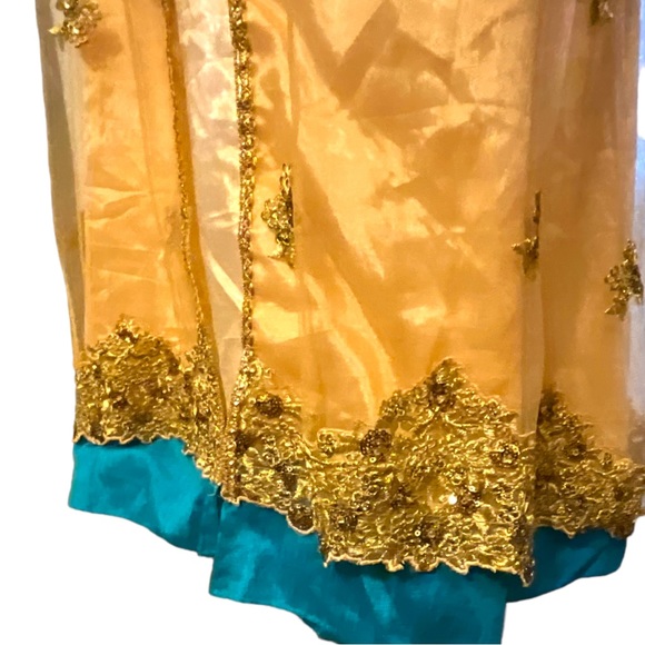 BLUE AND PEACH MAISHA DESIGNER WEDDING WEAR ANARKALI DRESS - Picture 4 of 11